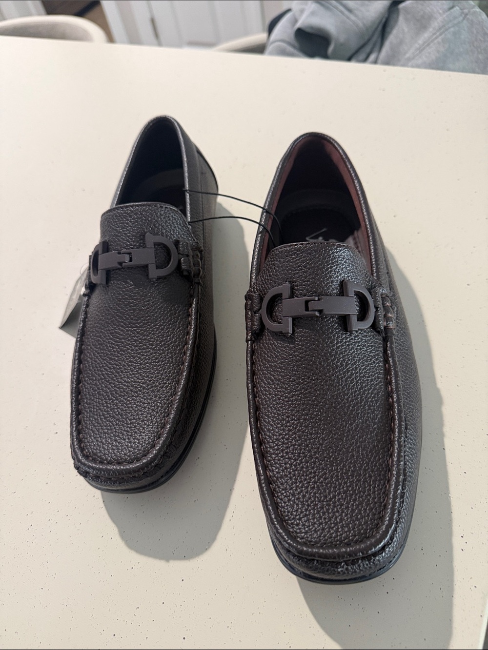 Beverly Hills Polo Club Dark Brown Pebbled Leather Bit Loafers